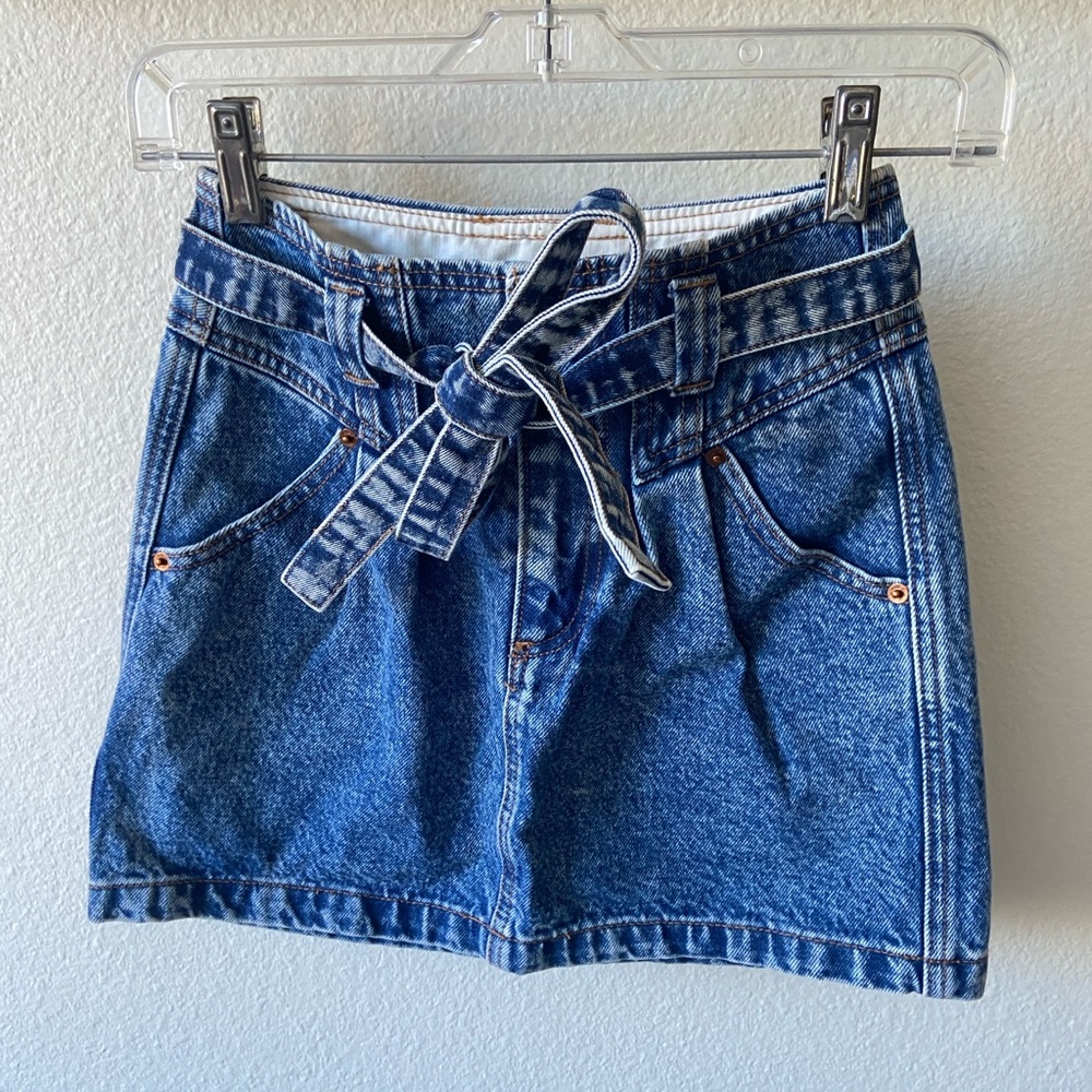 Vintage Abercrombie & Fitch Blue Denim Mini Skirt Size 24/00 Acid Wash Y2K